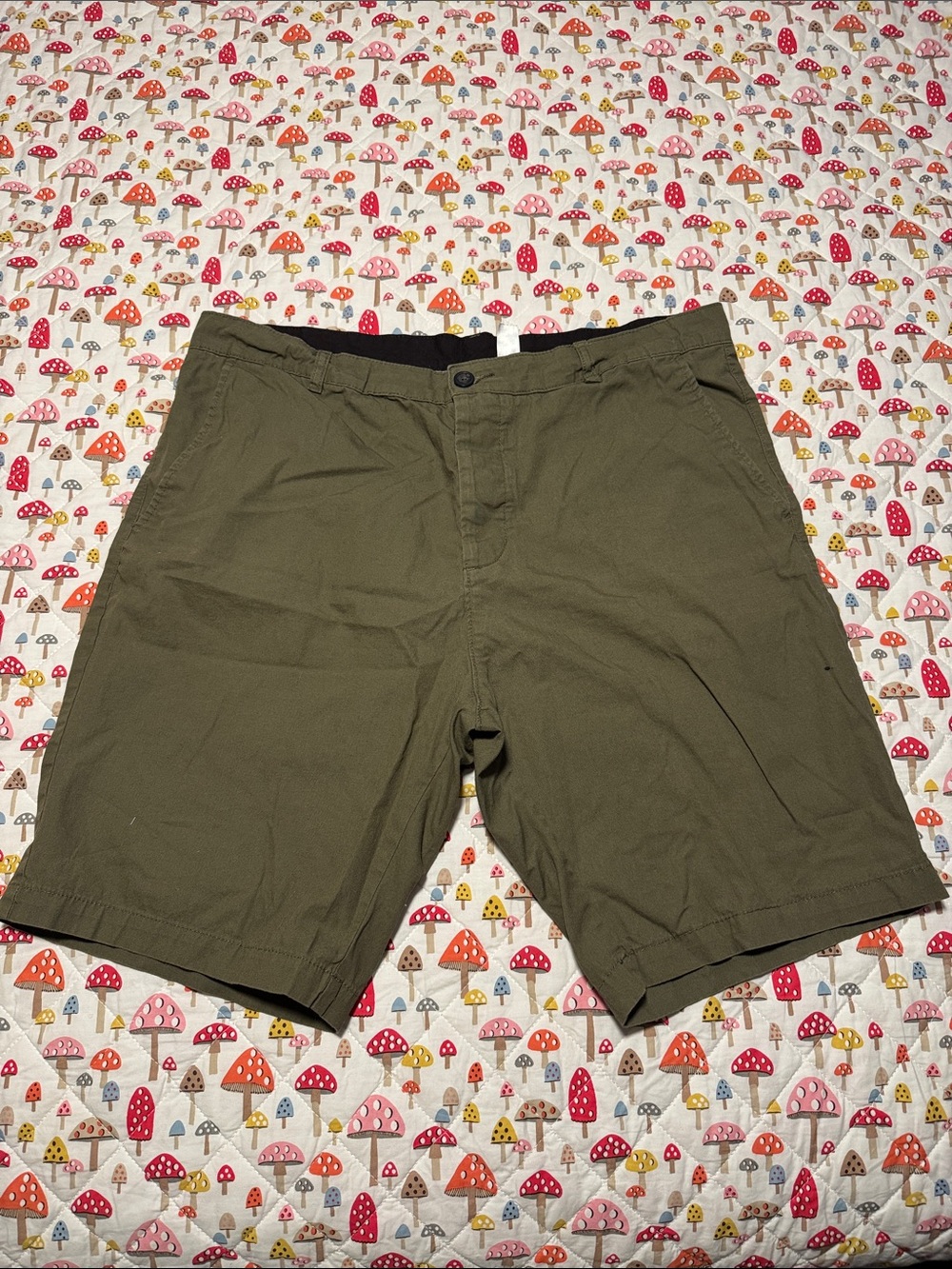H&M Men's Olive Shorts - Flat Front Casual size 36